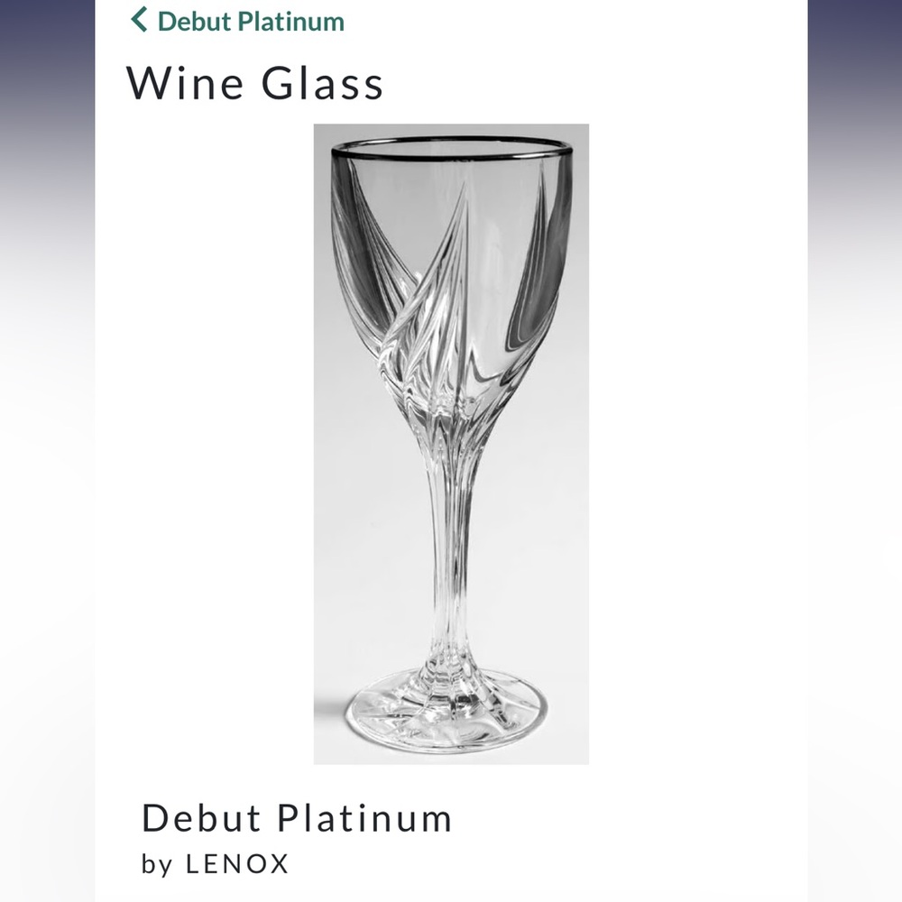 Vintage Lenox Debut Platinum Cut Crystal Wine Glasses (5) - Picture 5 of 5